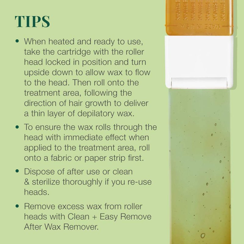 Clean + Easy Medium Wax Roller Heads – Roll On Wax Applicator Refill Heads for Hair Removal, 3 Pack