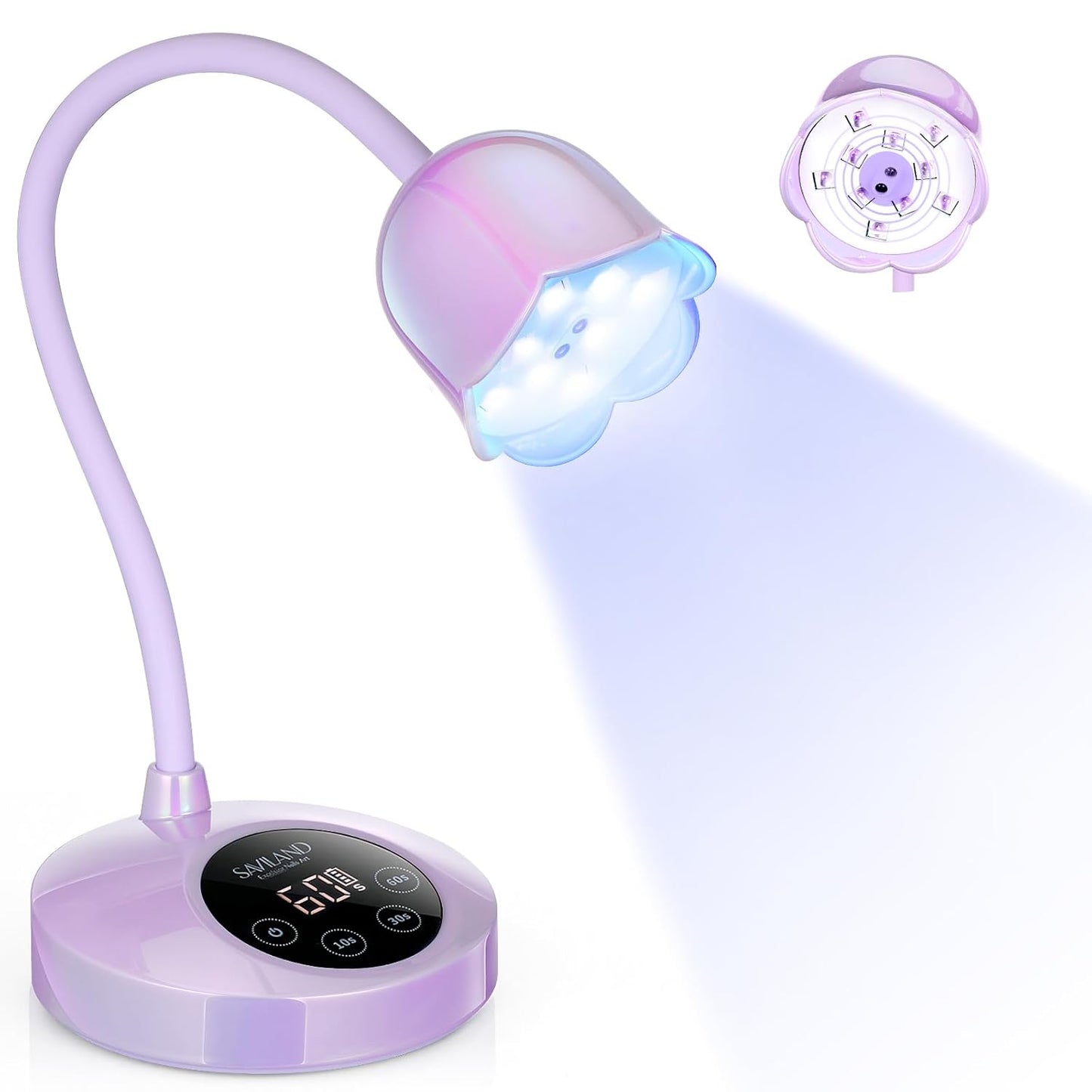 SAVILAND Gooseneck UV Nail Lamp - 12W Gel Light with Touch Switch & 3 Timer Settings | Quick Drying, Adjustable Design