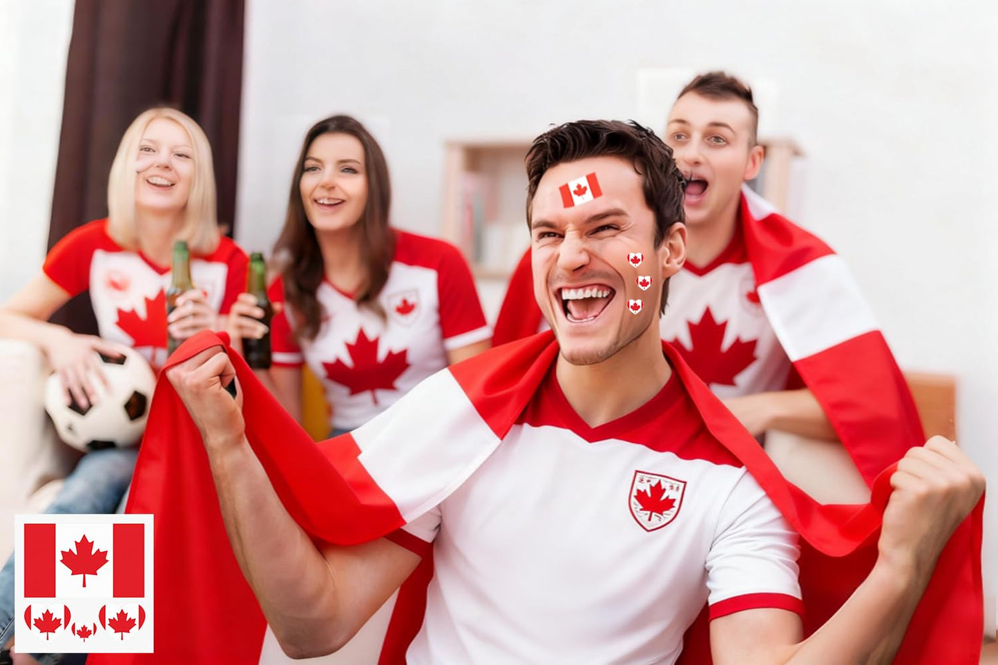 Canadian Flag Tattoos,40 Pcs Canada Flag World Cup|Sports Temporary Face Stickers, Waterproof Sweat Sports National Flag Tattoos For Men Teenages Women(Canada)