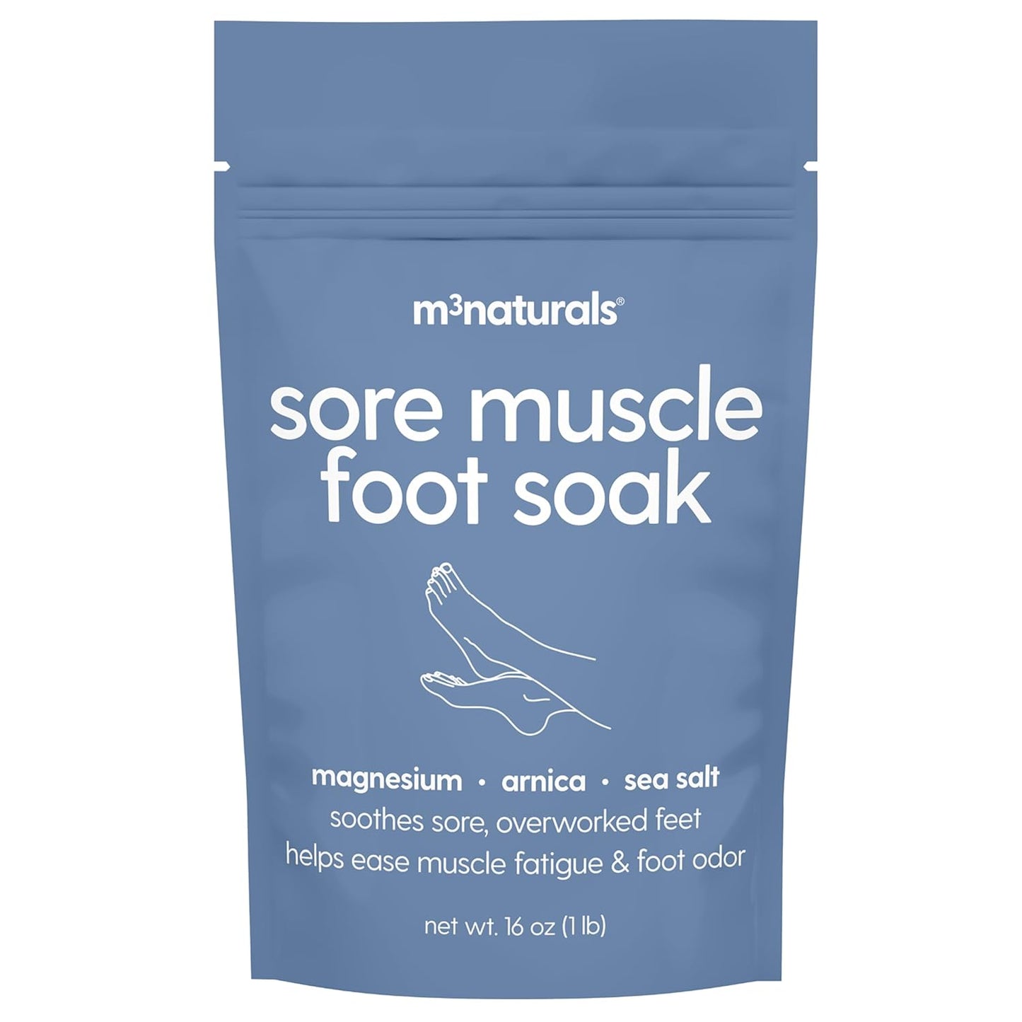 Sore Muscle Foot Soak - Relaxing Magnesium Sea Salt Bath for Tired Feet | 16 oz with Arnica, Eucalyptus & Peppermint