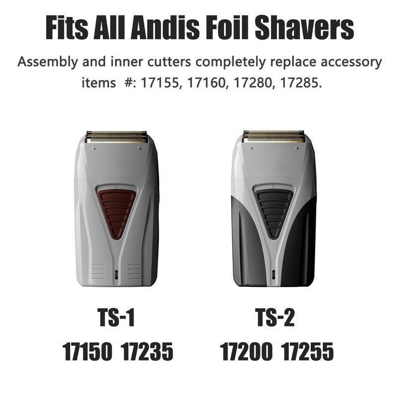 MISHAVE 2 Pack Pro Shaver Foil Replacement and Cutters, Compatible with Andis 17150/17155/17200 Pro Lithium Titanium Foil Shaver Replacement Heads