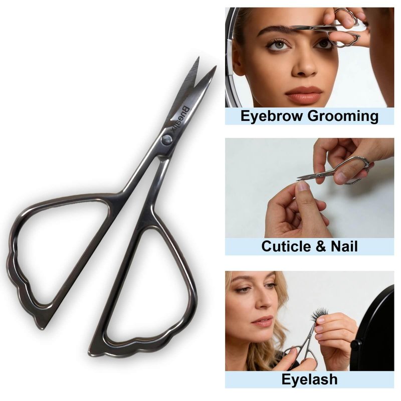 Bneajix 2PCS Stainless Steel Safety Nose Hair Trimmers, Grooming Scissors Set for Men & Women, Rounded & Pointed Tip Small Shears for Nose Ear Eyebrow Beard Trimming, Baby Nail & Travel Portable
