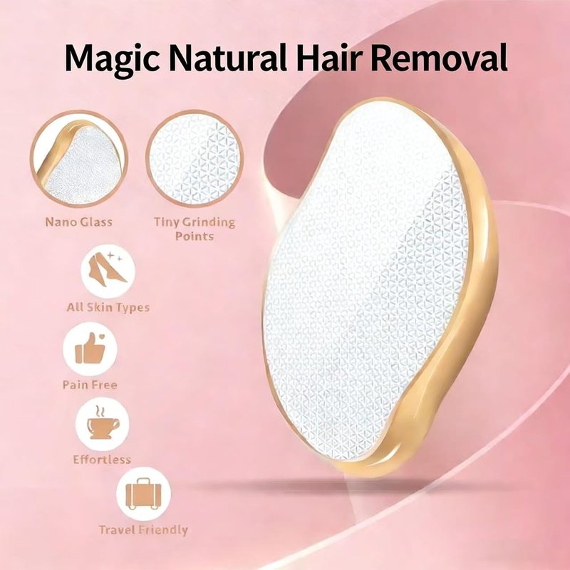 2PCS Crystal Hair Eraser for Women Reusable Hair Remover Stone, Painless Crystal Hair Remover for Women and Men, Magic Painless Exfoliation Hair Removal Tool (Gold and Blue)