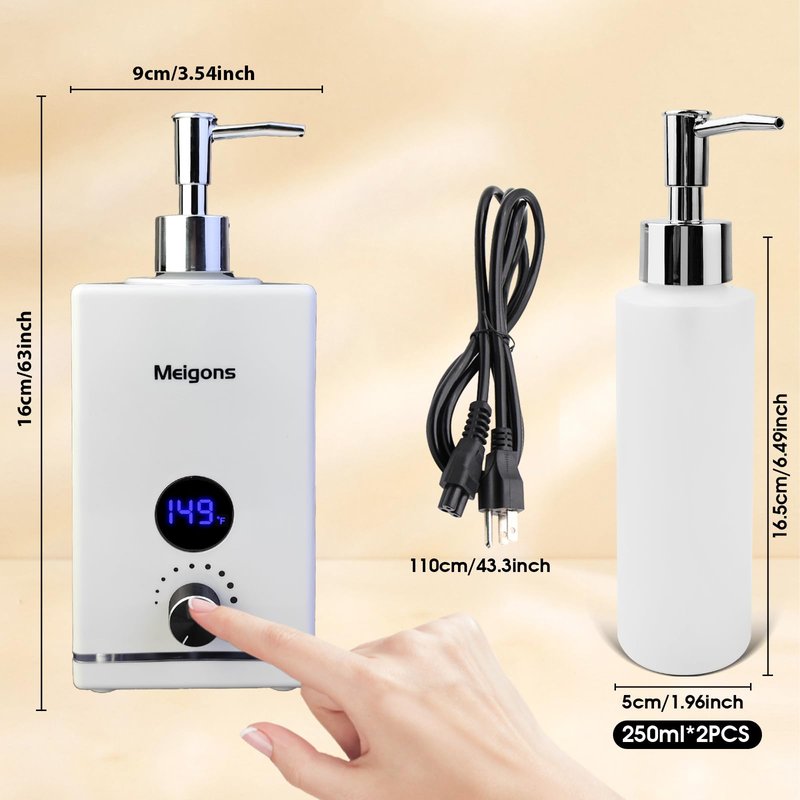 Oil Warmer for Massage, Massage Oil Warmer, Body Oils Heater for Spa, with Two Oil Bottle Dispenser, Adjustable Temperature (White)