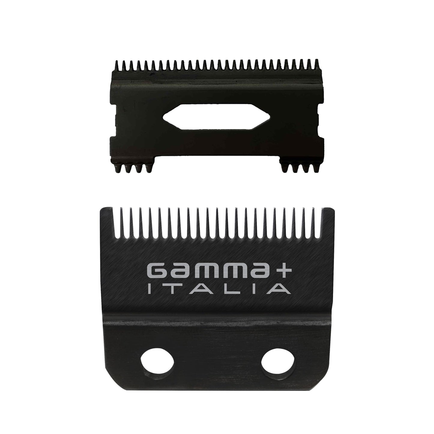 GAMMA+ Replacement Fixed Black Diamond Carbon DLC Fade Hair Clipper Blade with Shallow Tooth 2.0 Cutter Set