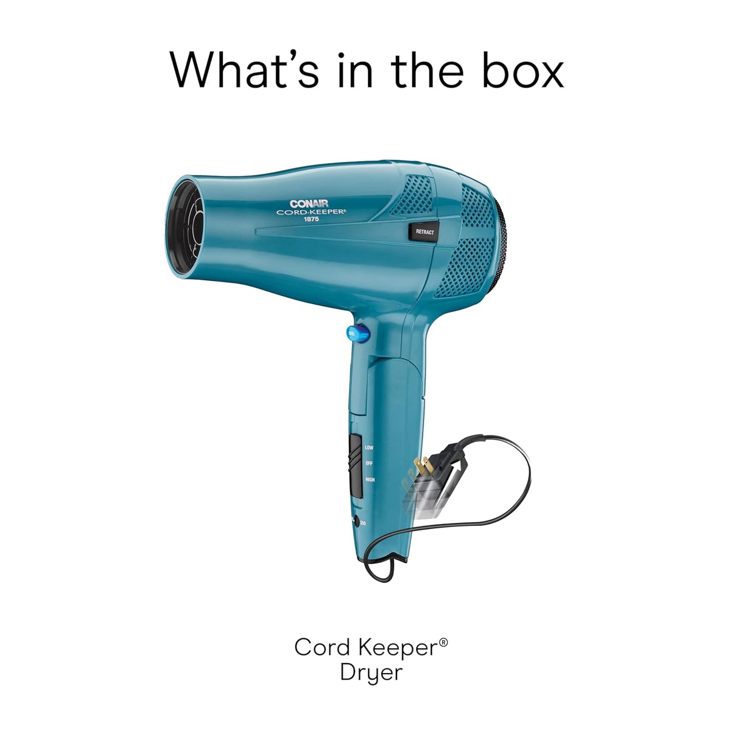 Conair Travel Hair Dryer - 1875W Ionic Technology with Folding Handle & Retractable Cord | Teal