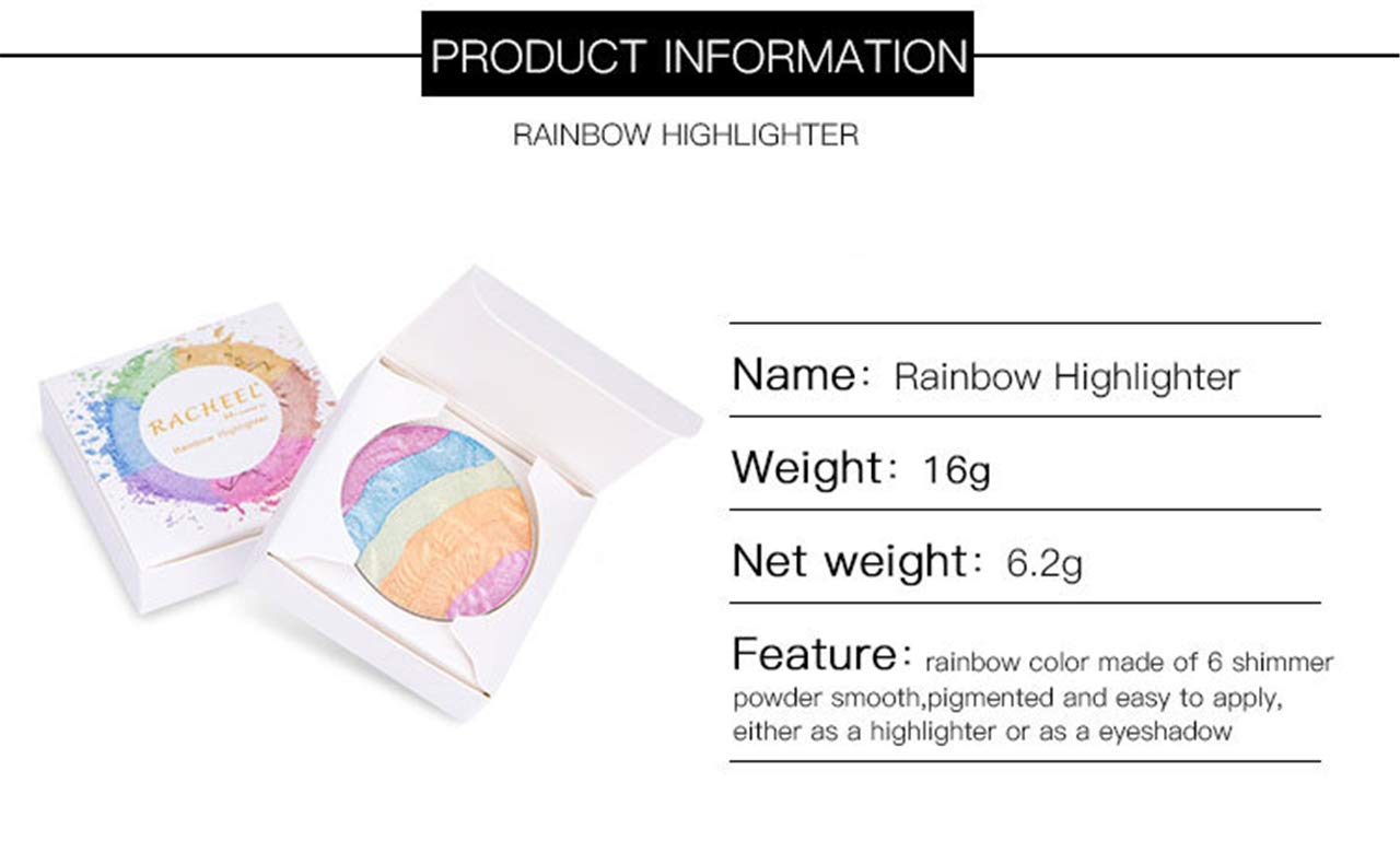 FantasyDay 3D Baked Rainbow Highlighter Eyeshadow Palette - 6 Vibrant Colors for Stunning Makeup Looks