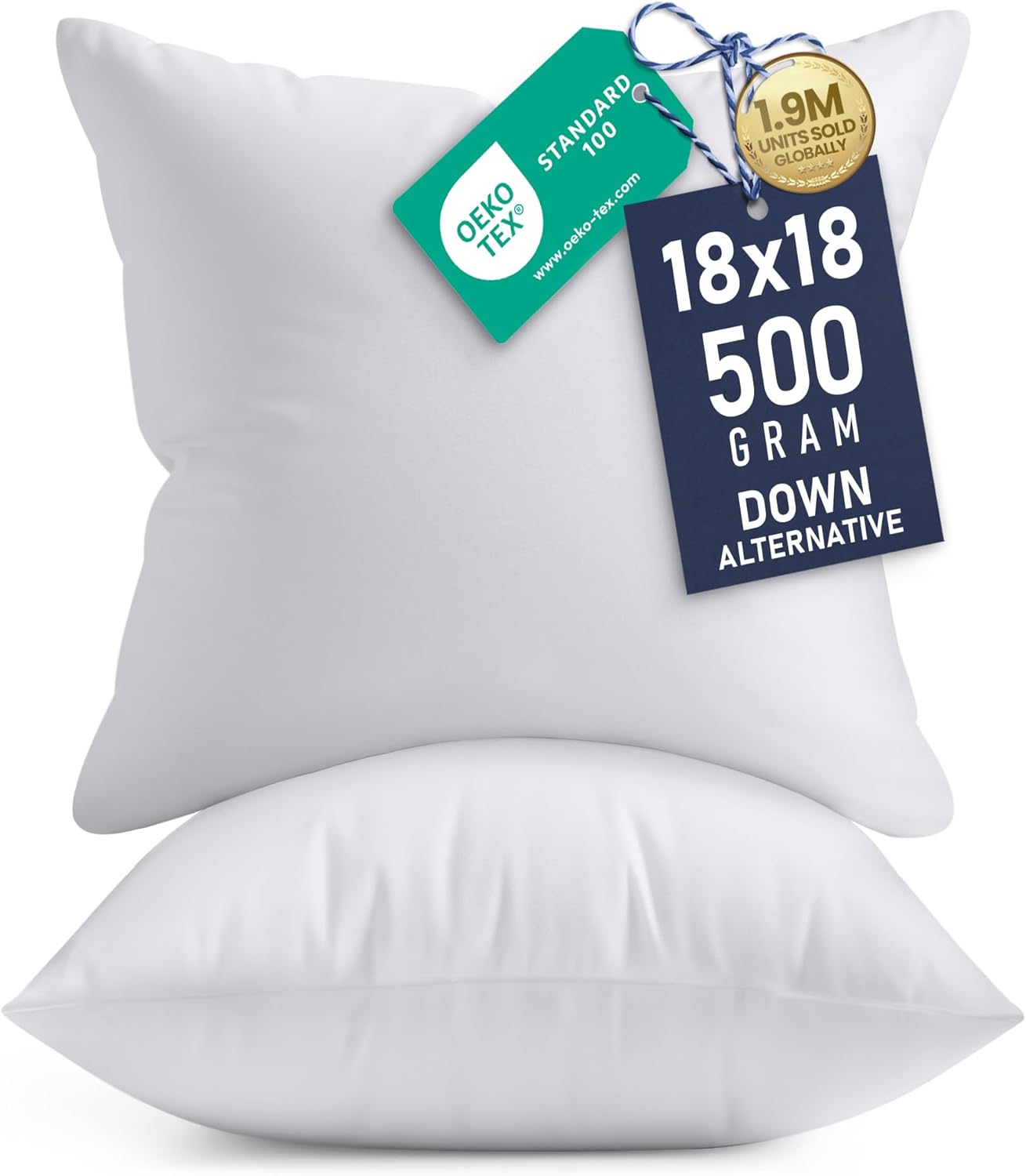 Utopia Bedding 18x18 Pillow Inserts - Soft, Supportive Decorative Throw Pillows for Bed & Sofa | Set of 2, White