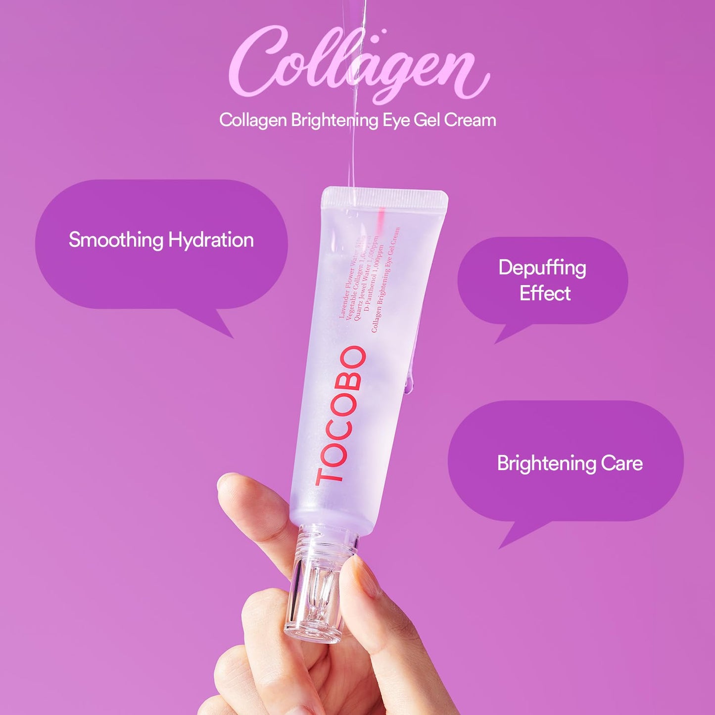 TOCOBO Korean Skincare Collagen Brightening Eye Cream Gel – Anti Aging Under Eye Cream for Wrinkles, Dark Circles & Puffiness, Vegan, Niacinamide, Lifting Eye Treatment for Fine Lines 30 ml