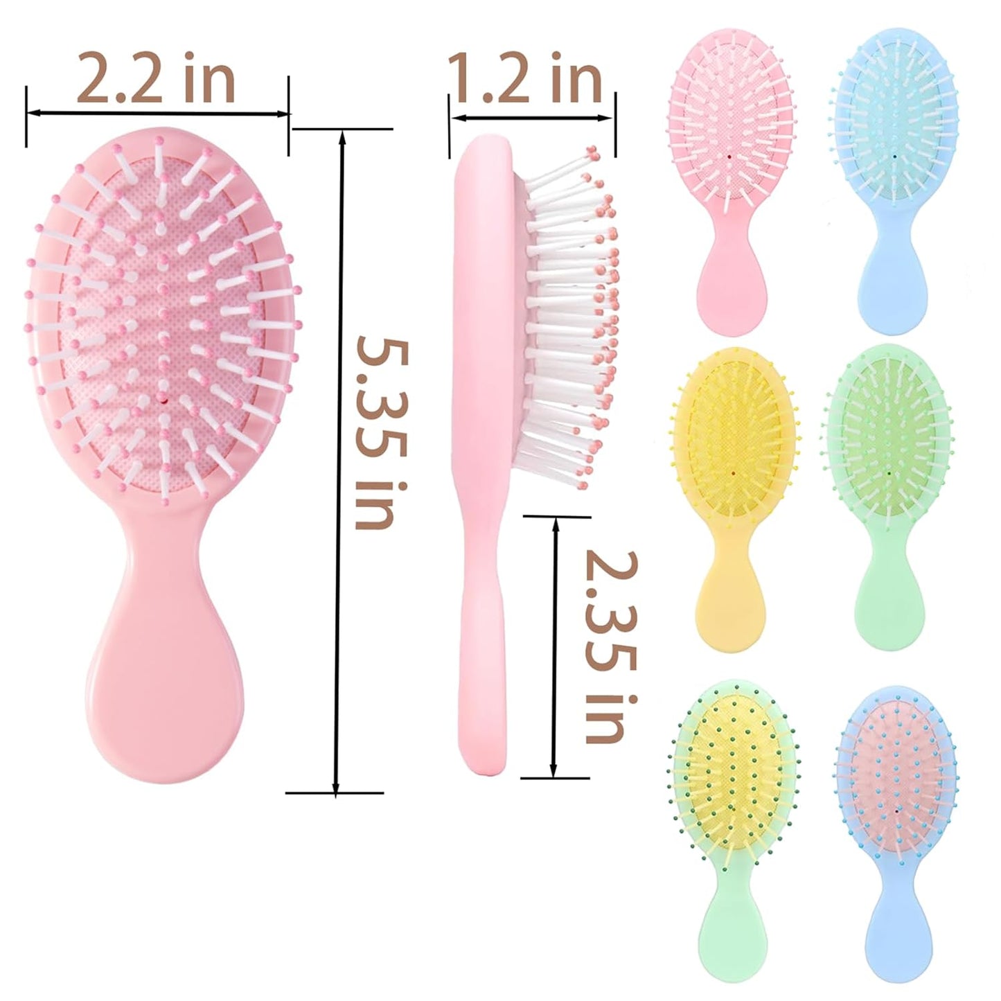 Mini Hair Brush Set - 6 Pcs Travel Detangling Brushes for All Hair Types | Exquisite Packaging for Bridesmaid Gifts