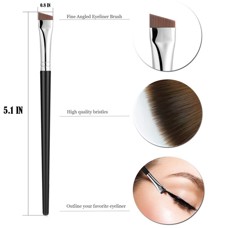 Precision Gel Eyeliner Brushes - Fine Angled Synthetic Bristles for Flawless Eye Makeup | Ultra Thin Slanted Design
