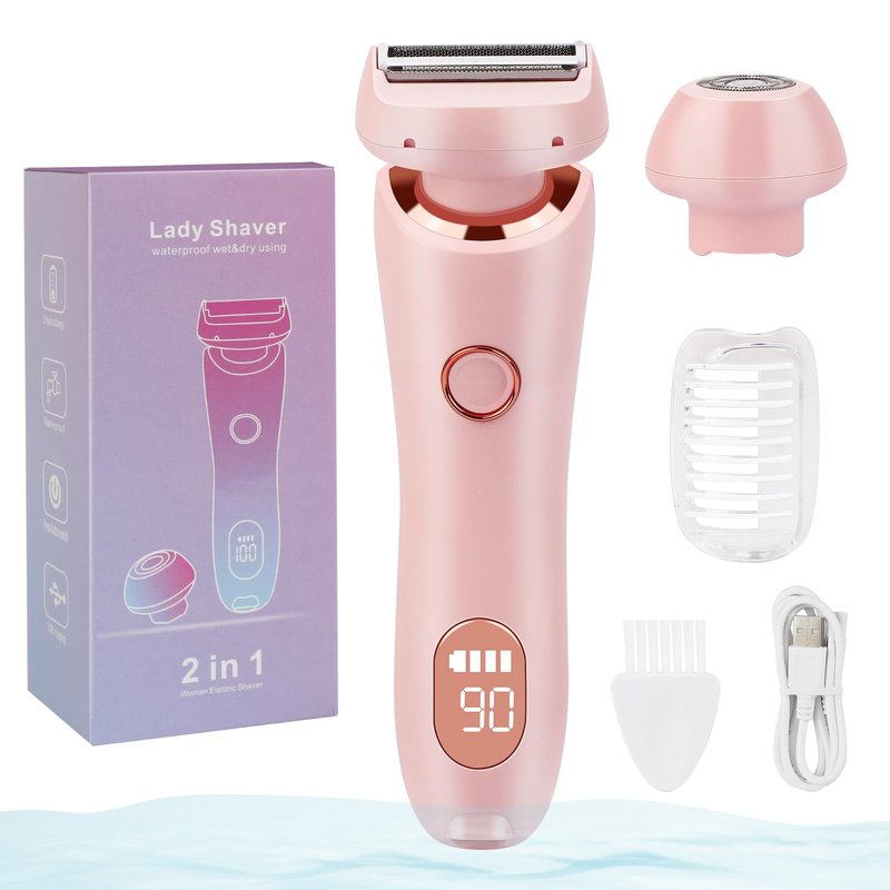 Wslfokida Electric Shaver for Women, 2-in-1 Painless Foil Razor with 3D Floating Heads, Wet & Dry Waterproof Shaving for Bikini, Legs & Underarms, USB Rechargeable & Travel Friendly