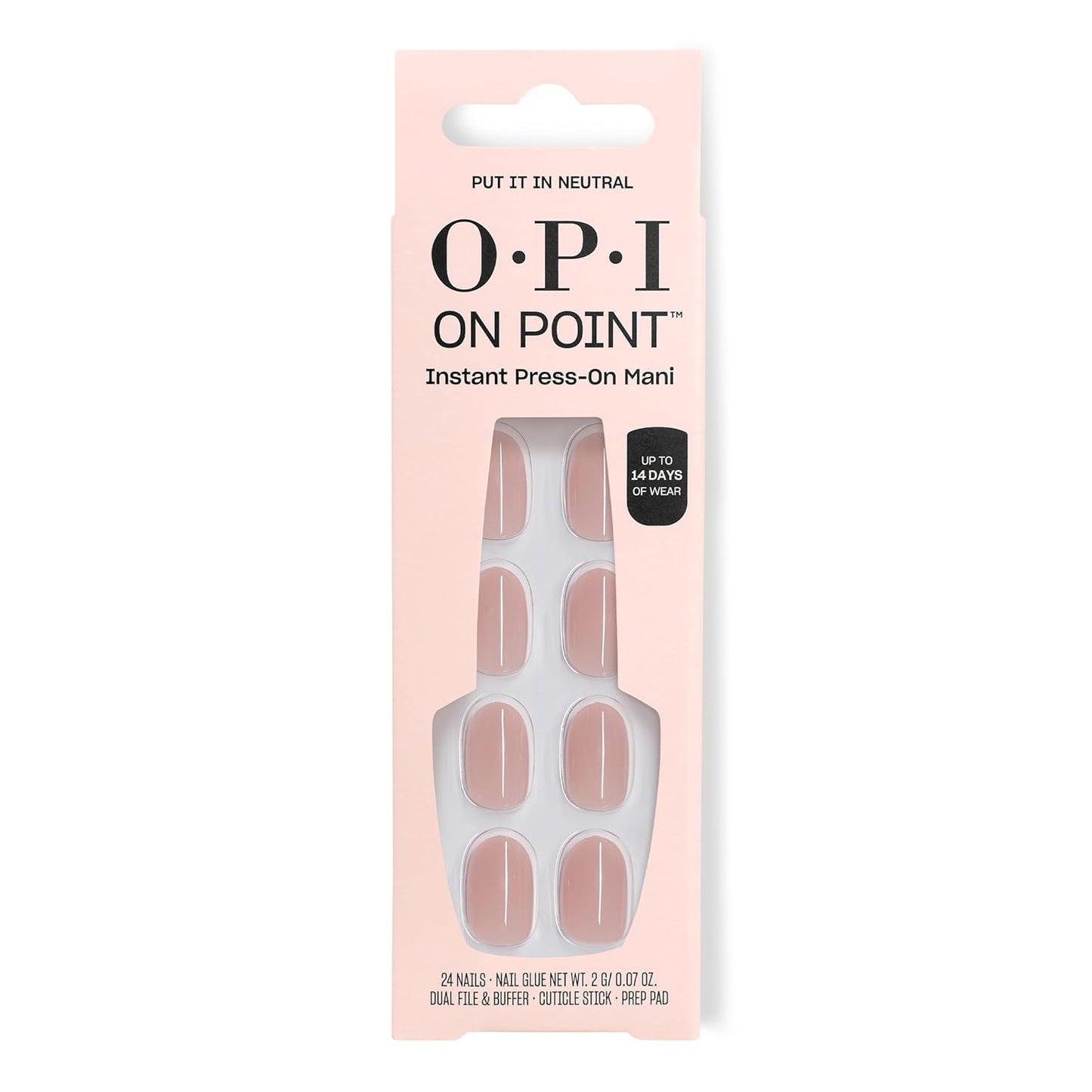 OPI On Point Press On Nails - Short Round & Squoval Nail Art | 24 Count with Glue | Long-Lasting & Reusable