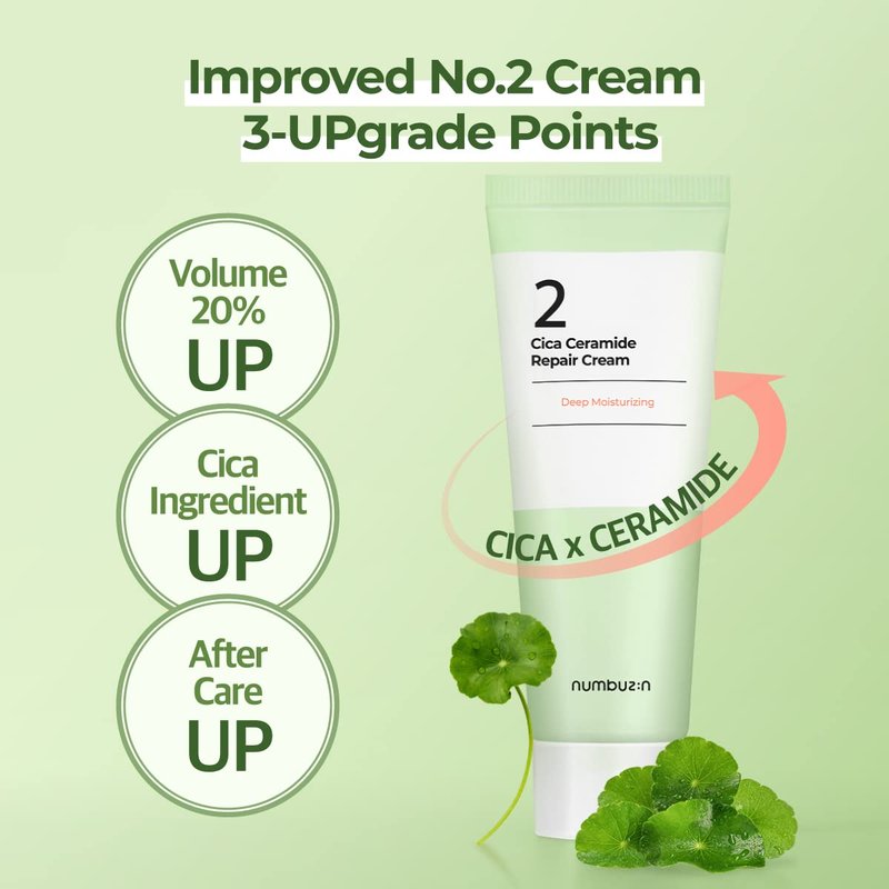Numbuzin No.2 Cream - Cica Ceramide Repair Cream for Hydration & Skin Barrier Strength | 2.02 fl. oz.