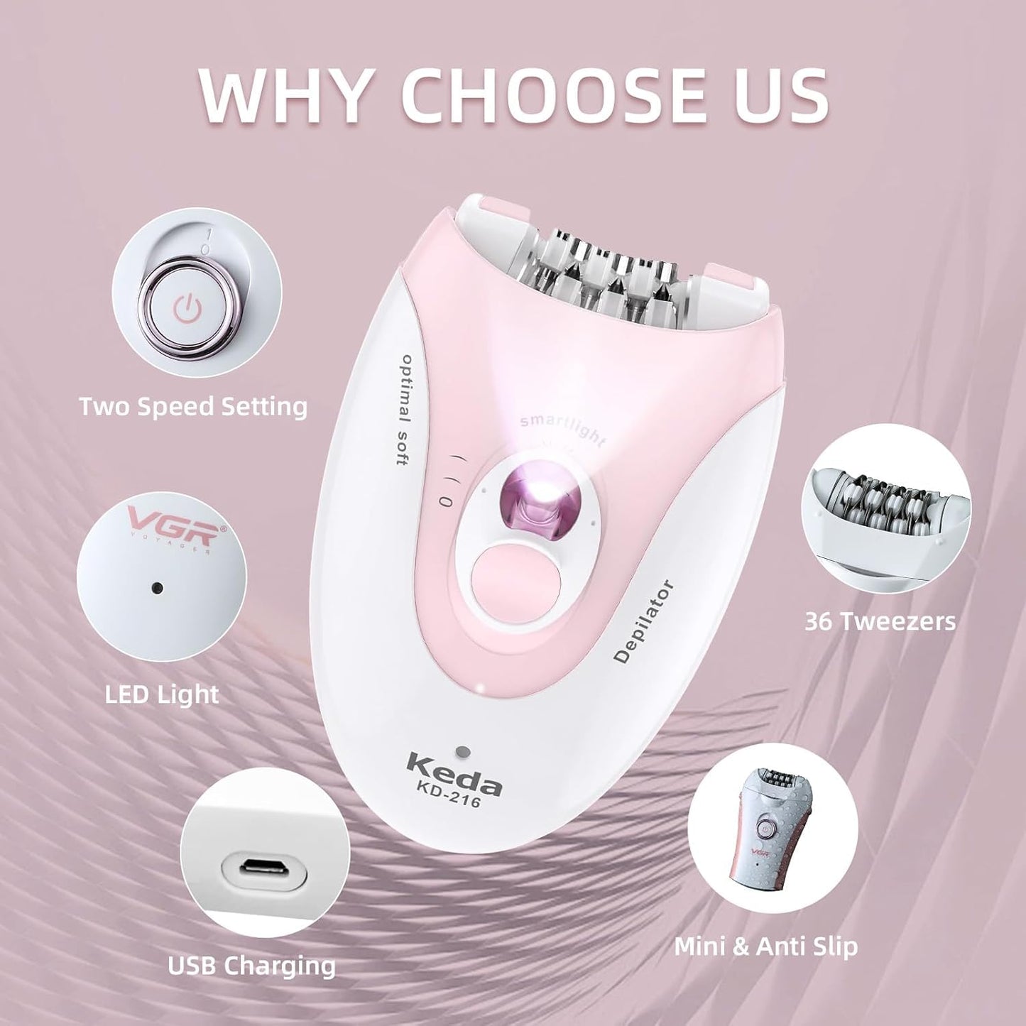 Epilators for Women Face with 2 Speeds Glabrouse Skin Epilator Face Trimmer Device Pluxy Hair Removal for Face Epilator Face Bikini Arm Legs Armpits
