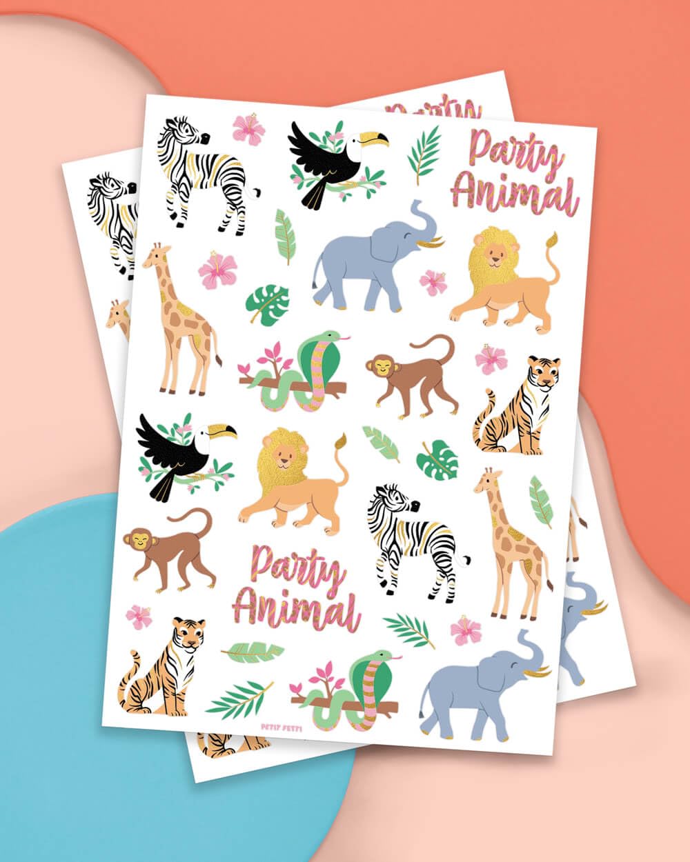 Jungle Temporary Tattoos - 36 Wild Animal Designs for Birthday Parties & Baby Showers | Elephant, Giraffe, Tiger
