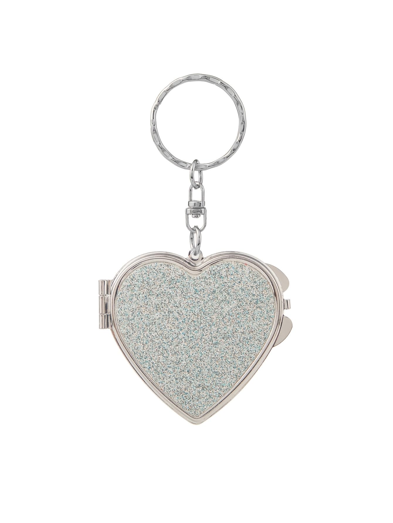1-Pack Portable Heart-Shaped Folding Makeup Mirrors，Single-Sided Sparkling Sticker，Double-Sided Mirror，Ideal for Home and Travel for Women, Girls, Mothers, Friends (White)