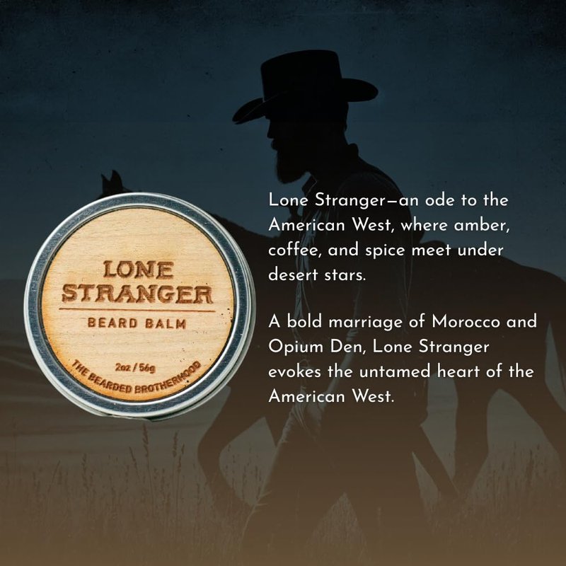The Bearded Brotherhood TBB Lone Stranger Classic Beard Balm – Amber, Coffee, Clove & Coriander Scent – Conditioning & Styling Balm for Men’s Beards, 2 oz