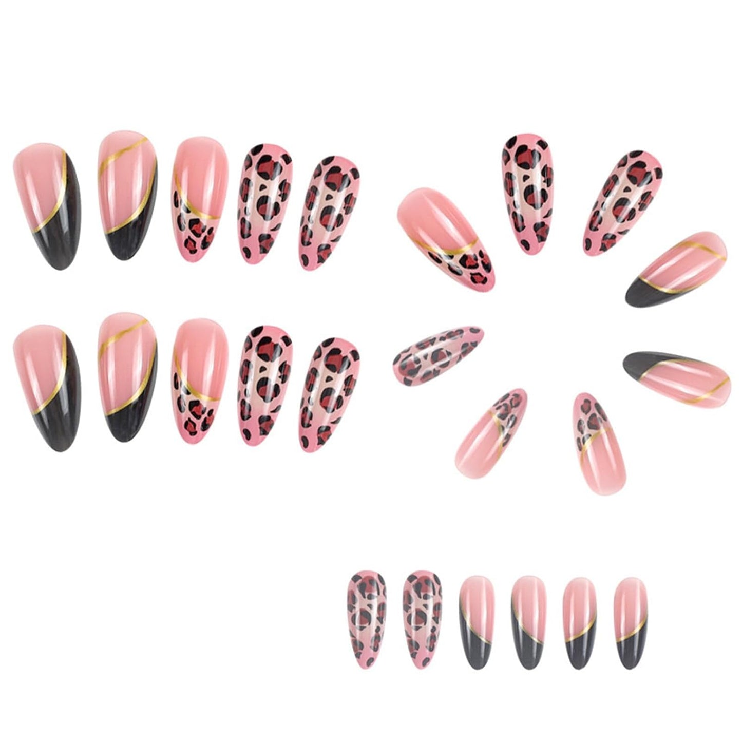 Leopard Print Press-On Nails - Medium French Tip Acrylic Fake Nails | 24 Pcs for Stunning Manicure