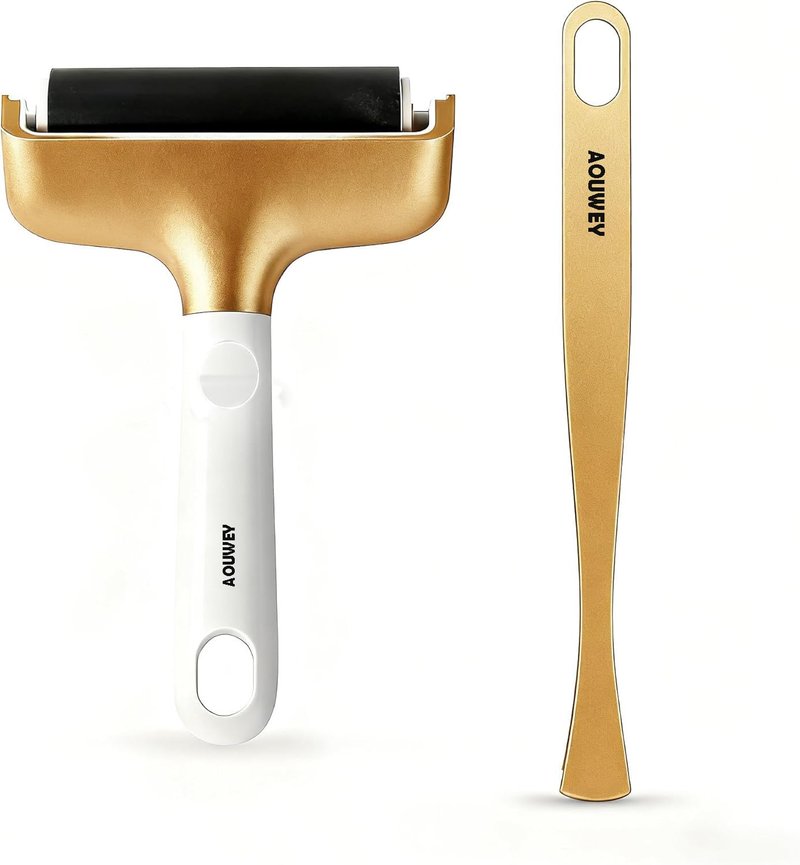 AOUWEY Brayer Roller & Mat Tweezers Remover Tool Set and for manually Rolling and applying Adhesive
