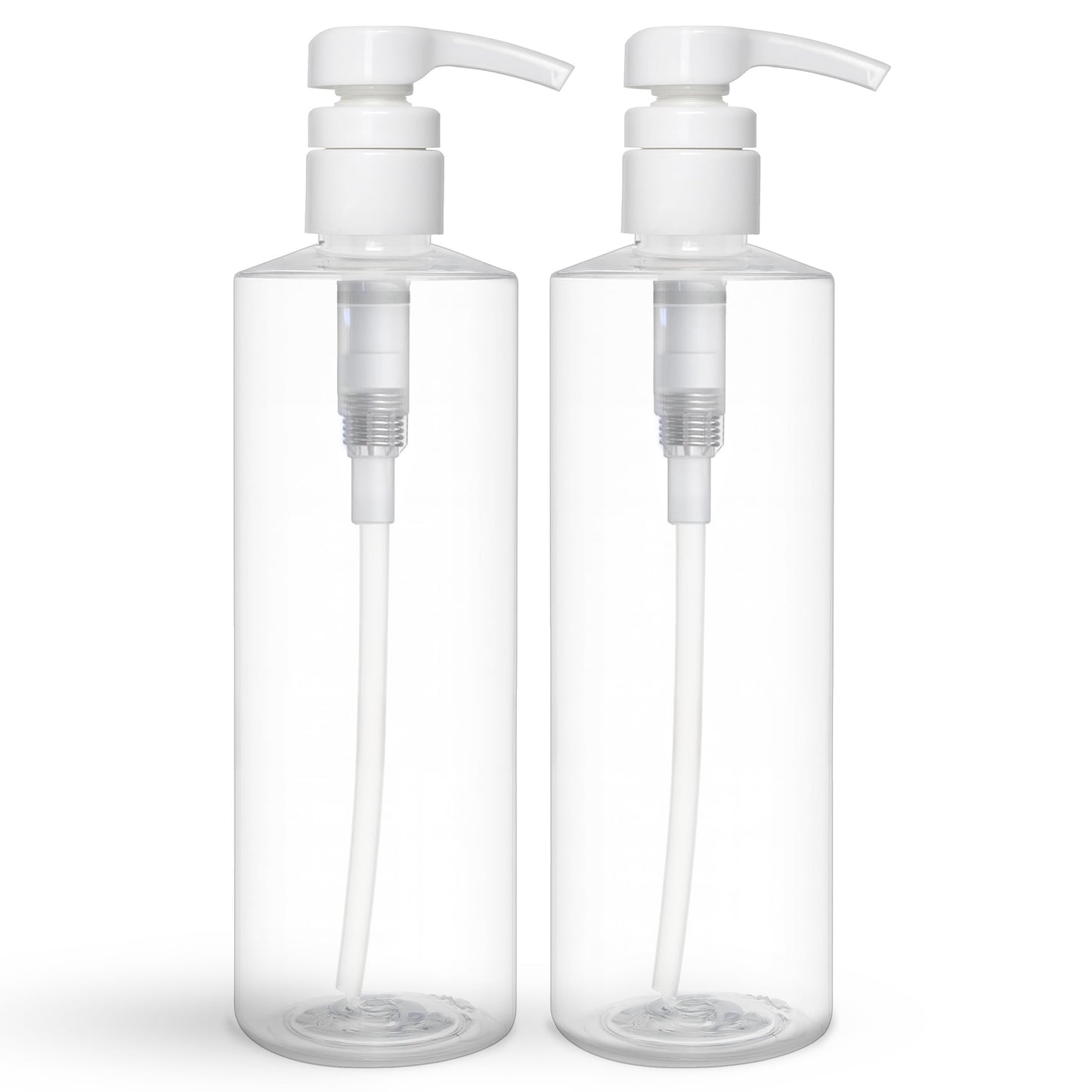 BRIGHTFROM Empty Lotion Pump Bottles 16 OZ, BPA-Free Refillable Containers, Plastic PET, Great for - Soap, Shampoo, Lotions, Liquid Body Soap, Creams and Massage Oil's, 2 Pack (White Pump)