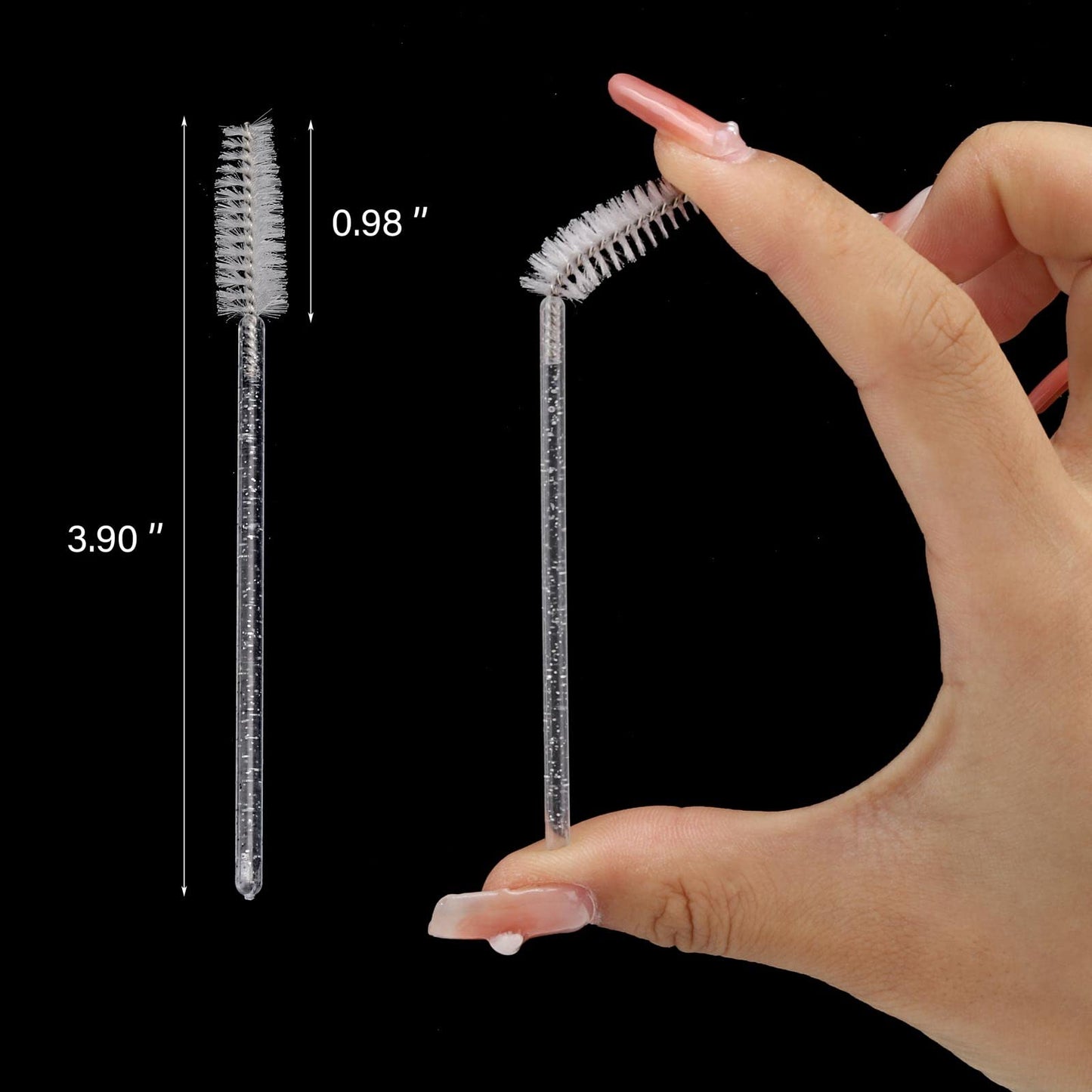 100 Pcs Disposable Mascara Wands, Crystal Spoolies Brush for Eyelash Extensions, Spooly Eyelash Eyebrow Brushes Lash Wand Applicator Makeup Kits (White)