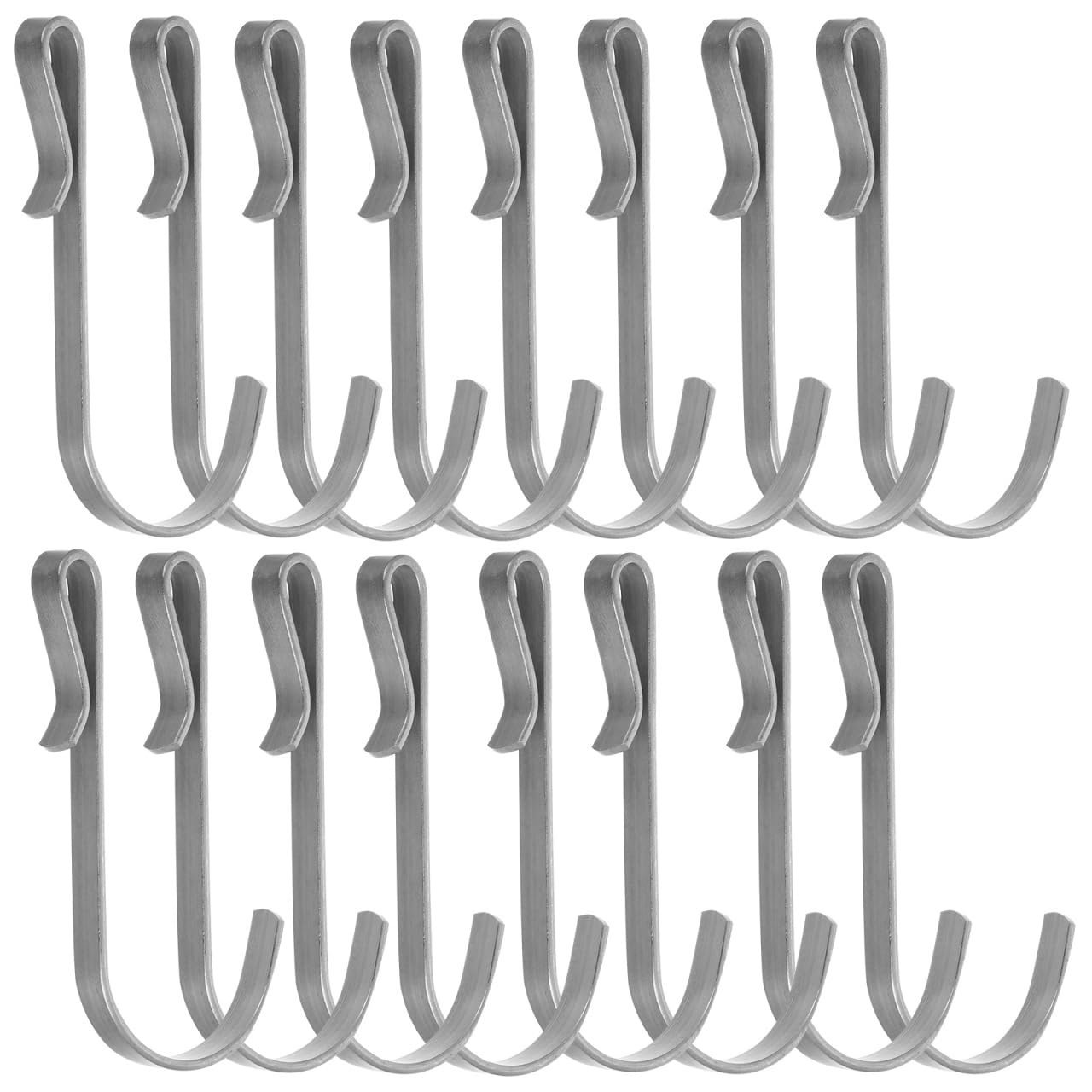 POPETPOP 20-Pack Stainless Steel J-Hooks Heavy Duty Wire Rack Hooks – Rustproof Clip-On Hanging for Pots, Towels, Clothes – Kitchen, Bathroom, Closet Storage