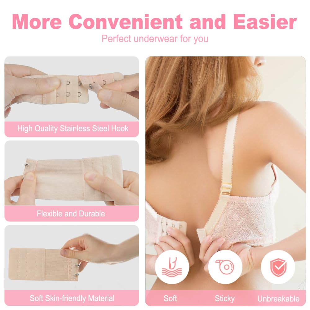 Women's Comfortable Bra Extender, Soft Bra Extension Strap with Storage Case for all Bra Brassiere Models, Elastic Lady's Bra Extender