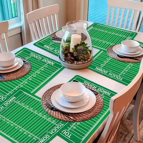 Football Placemats Set of 6 - Waterproof Rugby Table Mats