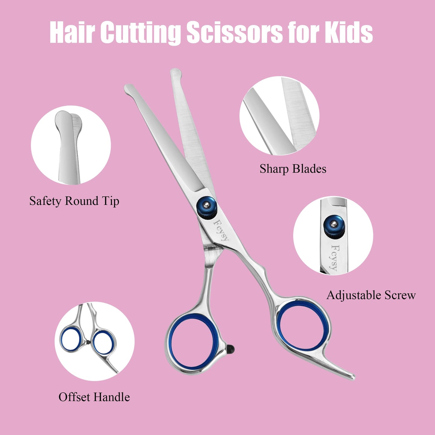 Kids Hair Cutting Kit, Complete Haircut Set for Children – Safety Round Tip Scissors, Thinning Shears, Razor Comb, Barber Cape, Neck Duster, Comb & Clips, Home Haircut Kit with Bag