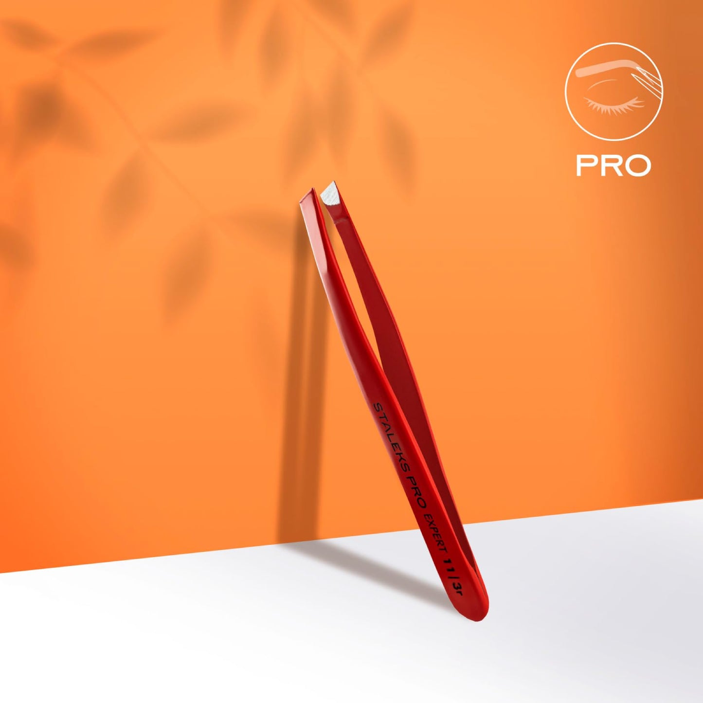 STALEKS PRO Expert 11 Type 3r Professional Eyebrow Tweezers (Red) – Wide Beveled Stainless Steel for Thick Brows & Effective Hair Removal