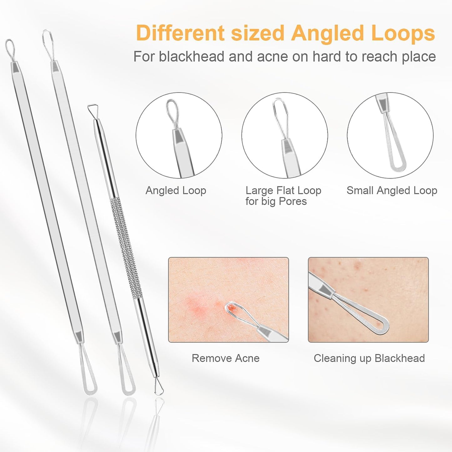 UUBAAR Blackhead Remover Tools Kit - 9PCS Stainless Steel Acne Extractors & Tweezers | Precision Face & Nose Care Set