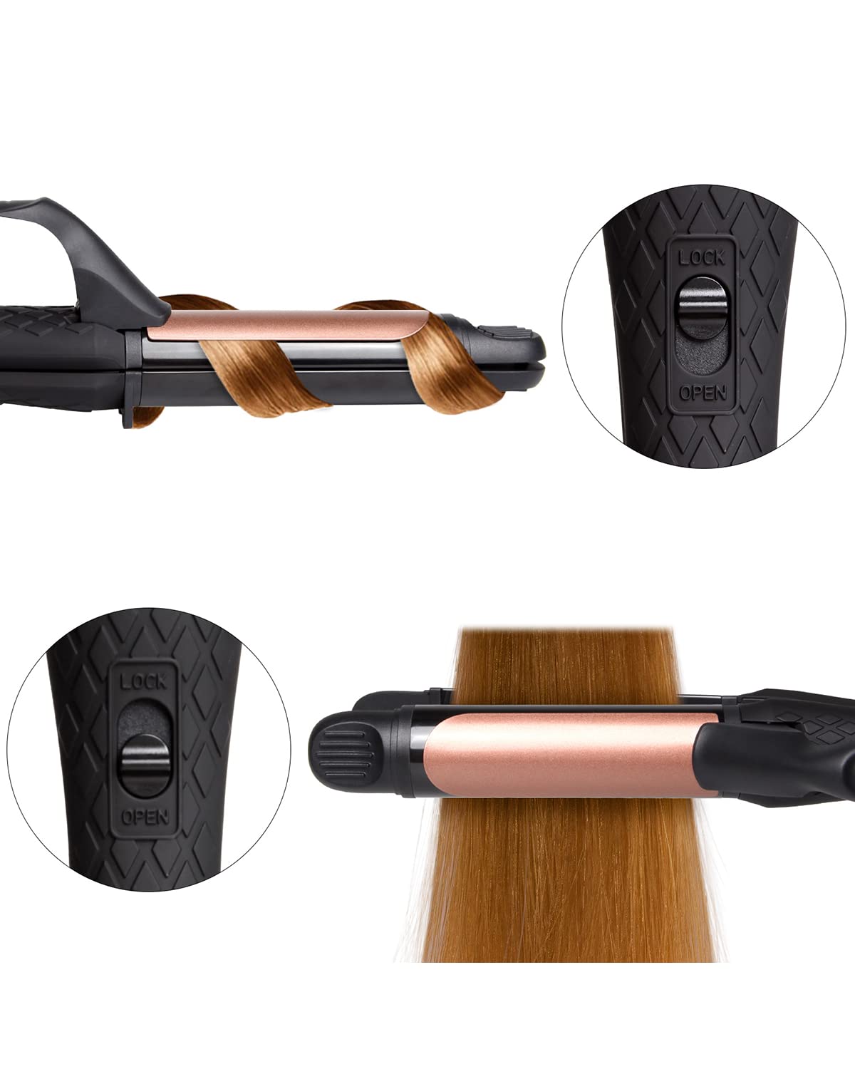 2-in-1 Dual Voltage Hair Curling Iron - Travel-Friendly Straightener | 100V-250V