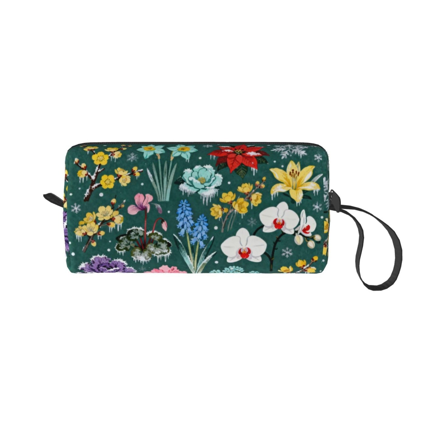 OLUSENMO Frosted Floral Makeup Bag - Durable 600D Oxford Fabric, Impact-Resistant & Compact, Travel Cosmetic & Makeup Organizer for Gym & Daily Use