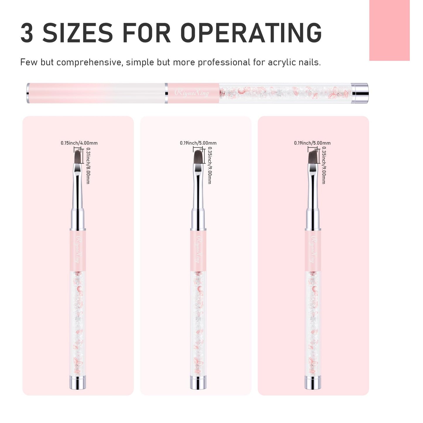 3PCS Nail Art Clean Up Brushes -Round/Angled Nail Brushes for Cleaning Polish Mistakes on the Cuticles, Brushes for Nail Art and Designs Painting DIY