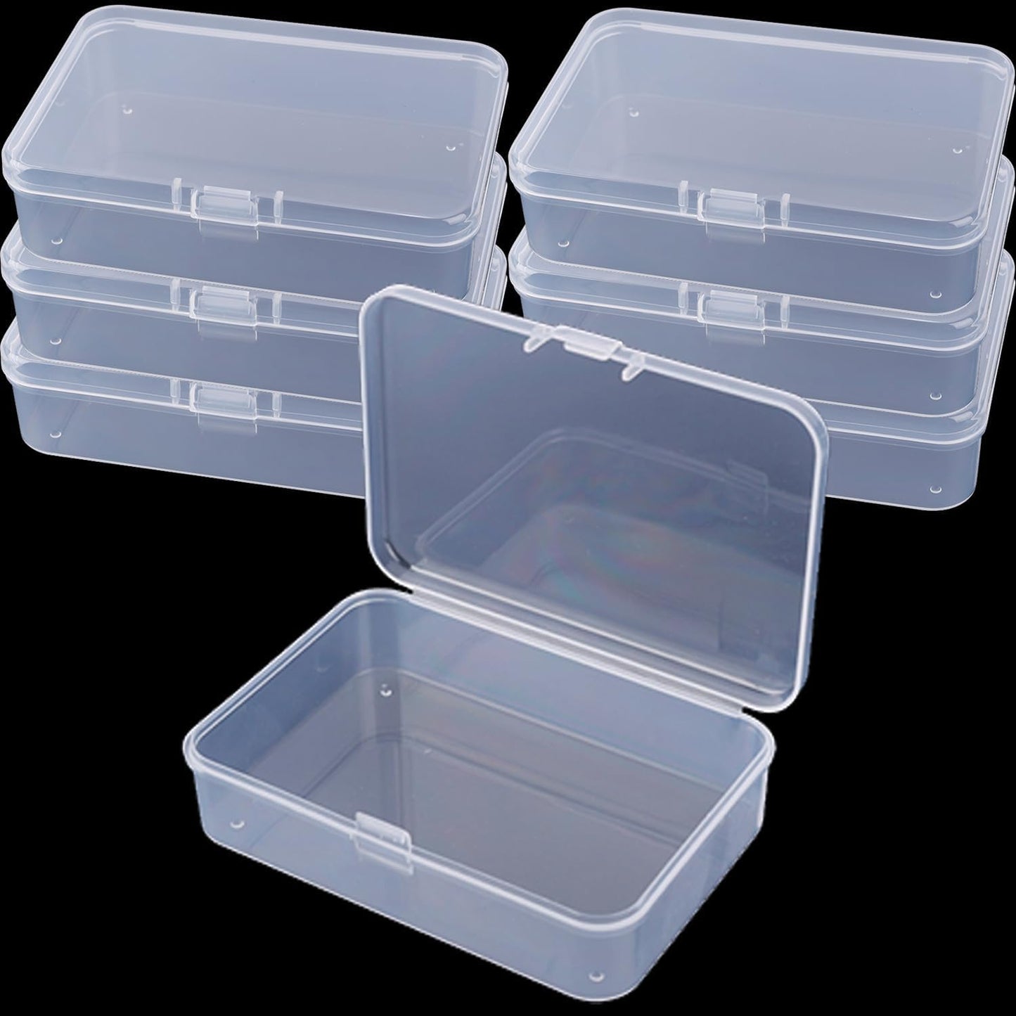 5PCS Craft Storage Containers for Beads and Small Supplies, Rectangle Clear Plastic Organizer Boxes with Hinged Lids, Display Packaging Case for DIY Crafters and Small Business Use