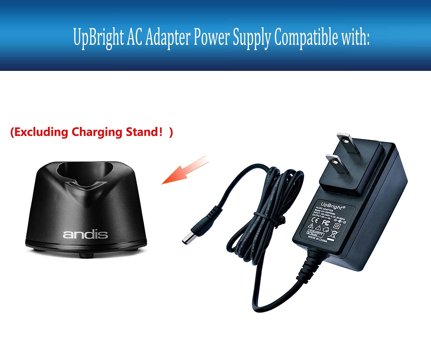 UpBright 15V AC/DC Adapter Compatible with Andis Supra ZR II DBLC DBLC-2 79072 79066 201246 Li-Ion Battery Clipper Beard Trimmer 79025 79005 AN 79000 79010 79100 SPG150120U TAV03-1501200 Power Charger