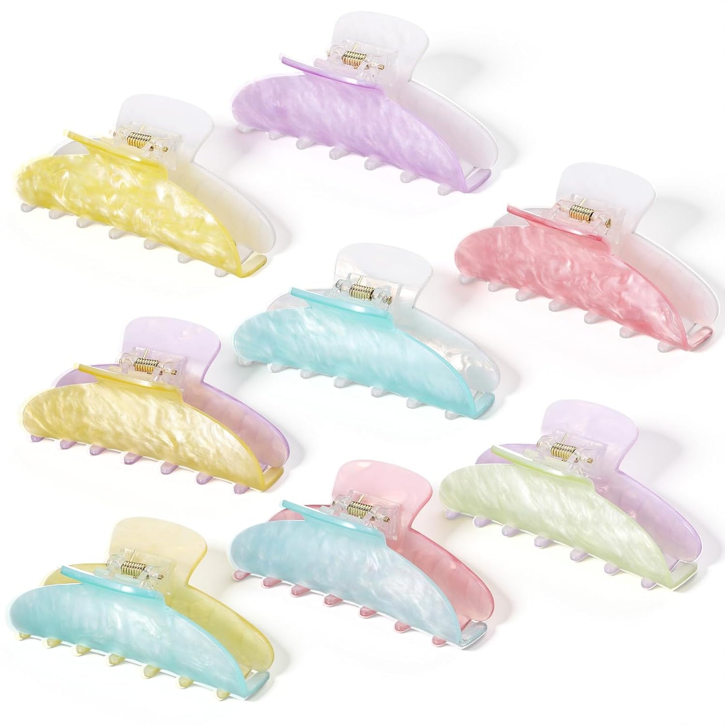 Large Acrylic Hair Claw Clips for Women - 8 Pcs Non-Slip Strong Hold | French Turquoise Color