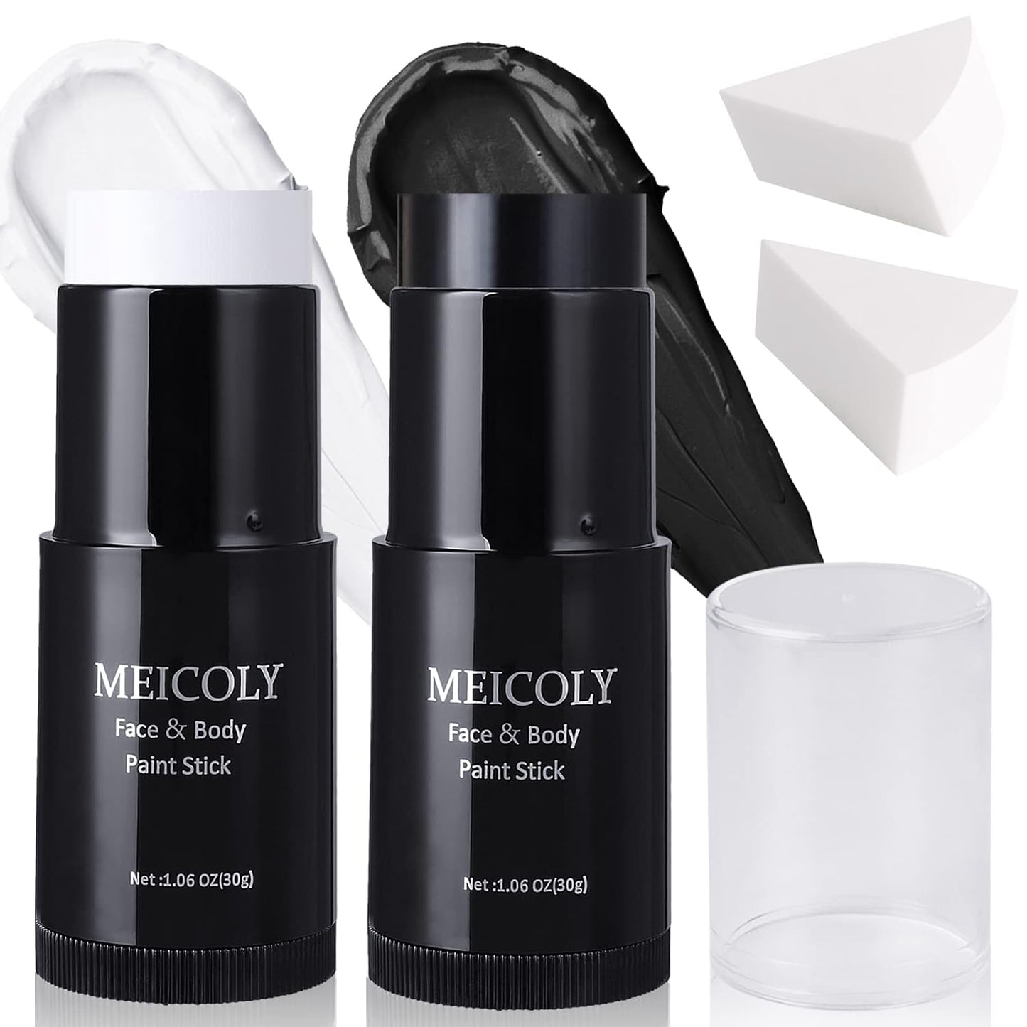 Clown White Face Body Paint Stick - 1.06 Oz Foundation Cream for Halloween, Joker, Zombie & Special Effects Makeup | White & Black
