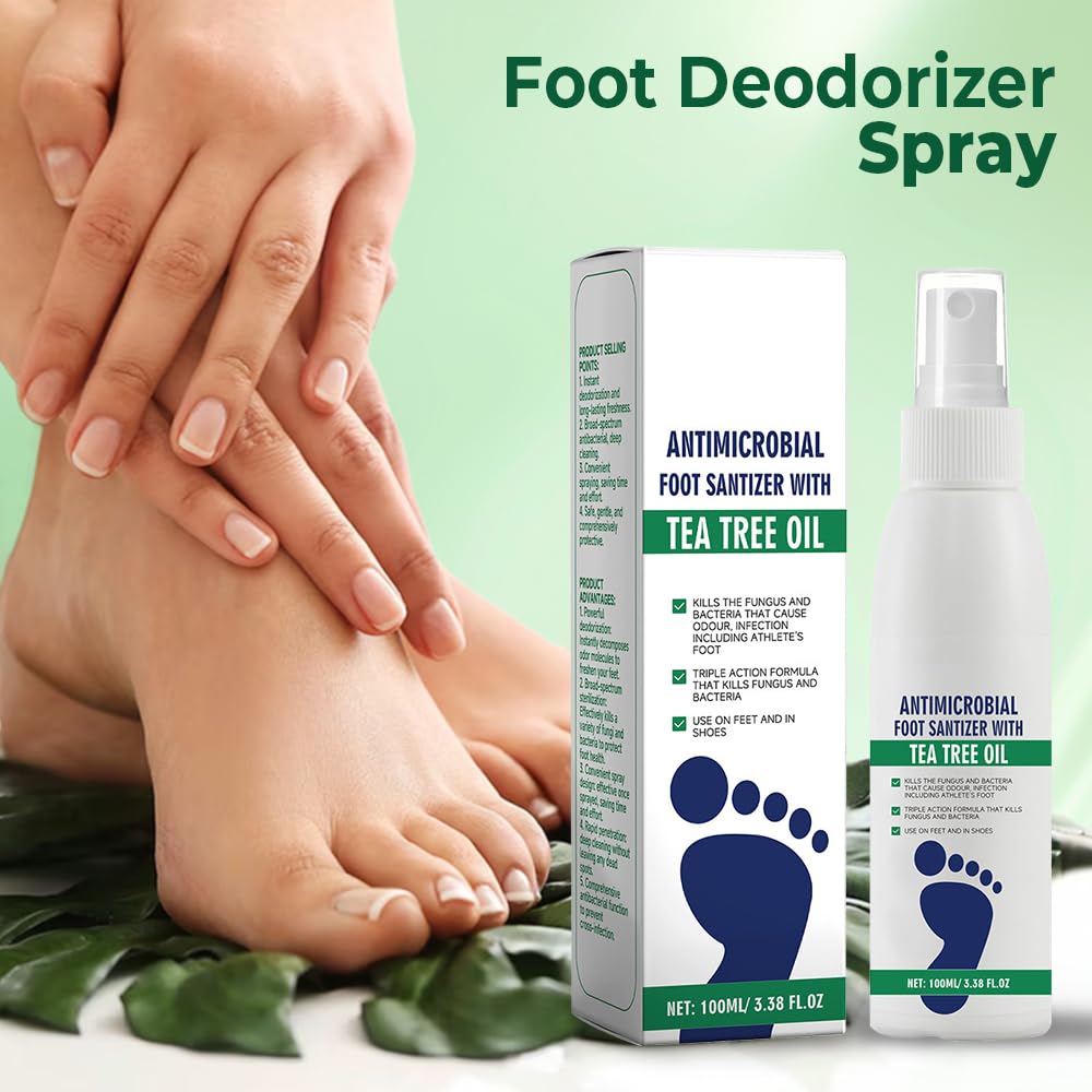 Foot Spray with Tea Tree Oil, Tea Tree Oil Feet Spray for Foot & Shoe Deodorizer Spray, Odor Control Quick Drying Freshener Odor Eliminator for Daily Feet Care (1pcs)