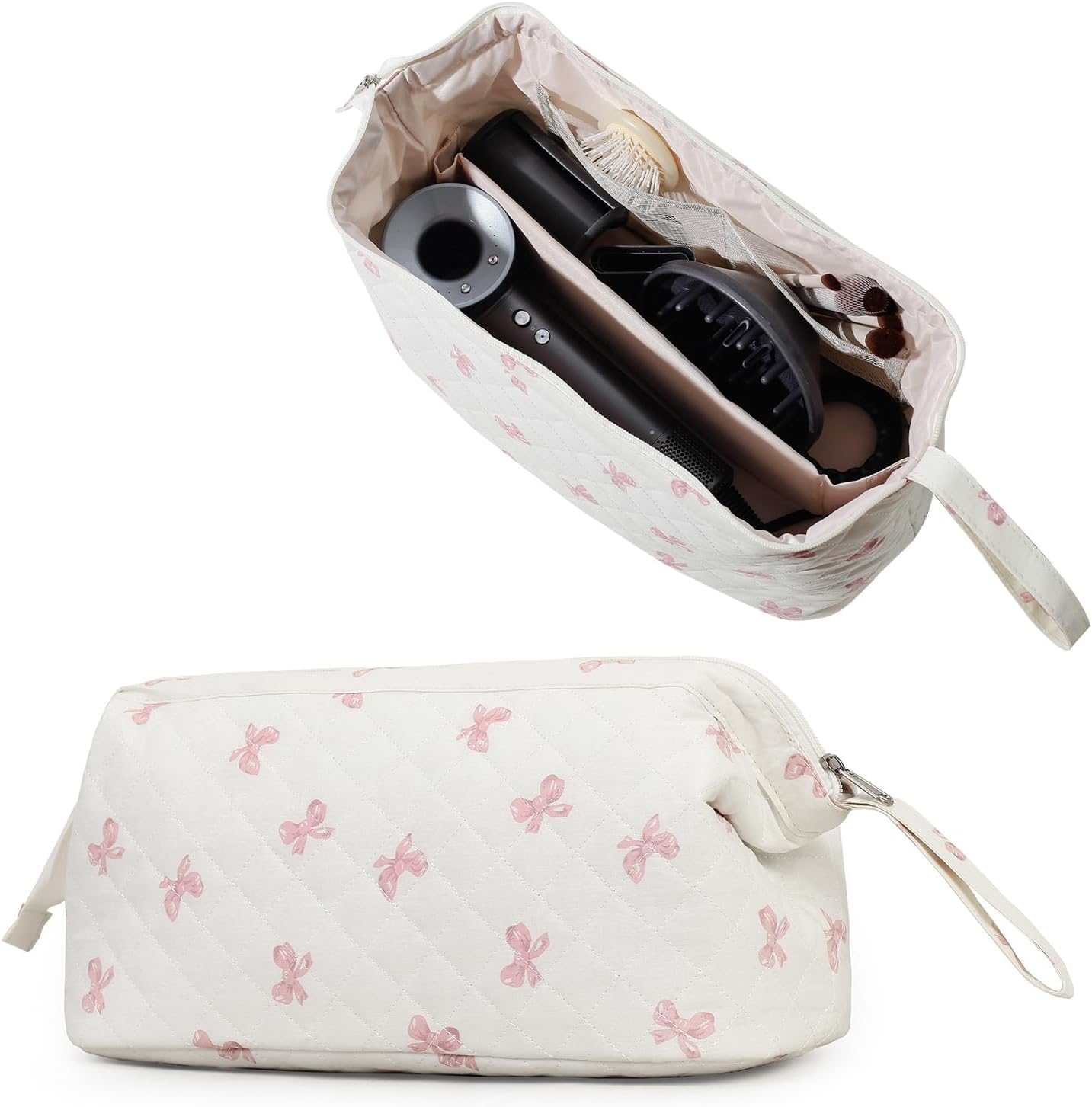 Large Quilted Hair Tools Travel Bag - Cute Dustproof Organizer for Hair Dryer & Curling Iron | Aesthetic Design