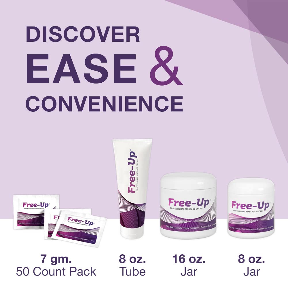 Free-Up-Professional Massage Cream, Fragrance-Free, Great Glide, Lubricity, Tissue Perception, Perfect for Physical Therapy, Massage Versatile, Non-Greasy, 16 Oz Jar
