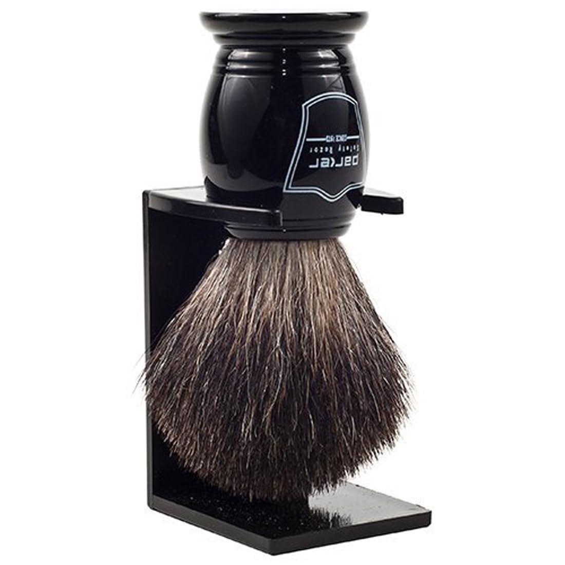 Parker Black Badger Shaving Brush 22mm Knot | Resin Handle for Grip & Balance | Builds Rich Lather with Soaps or Creams | Handcrafted by Master Brushmakers | Essential Wet Shaving Tool | Iconic Brand