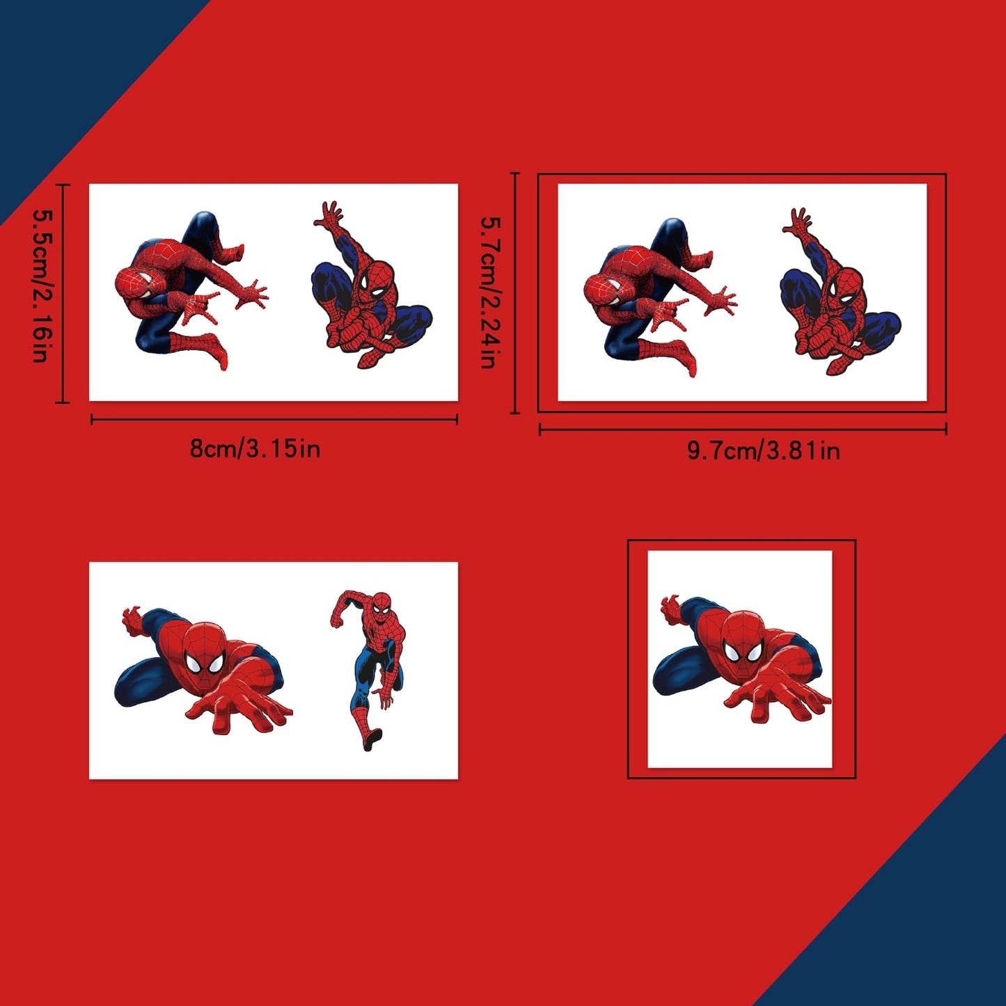 100Sheets 5 * 5 Spider-Man Temporary Tattoos Birthday Themed Party Supplies Decoration Favors Cartoon Spider-Man Sticker for Kids Boys Home Activity Class Prizes Carnival Christmas Rewards