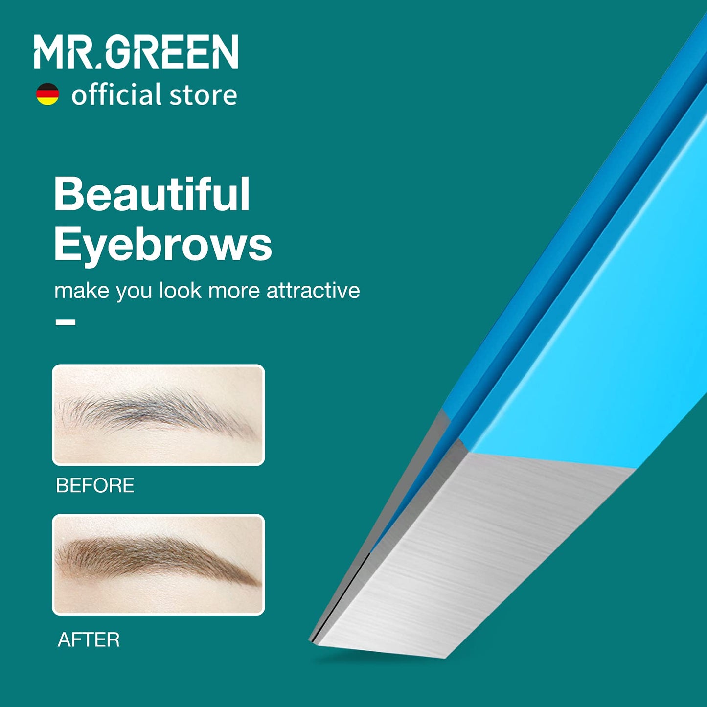 MR.GREEN Eyebrows Tweezers Colorful Beauty Fine Hairs Puller Makeup Tools Stainless Steel Slanted Eye Brow Clips Removal