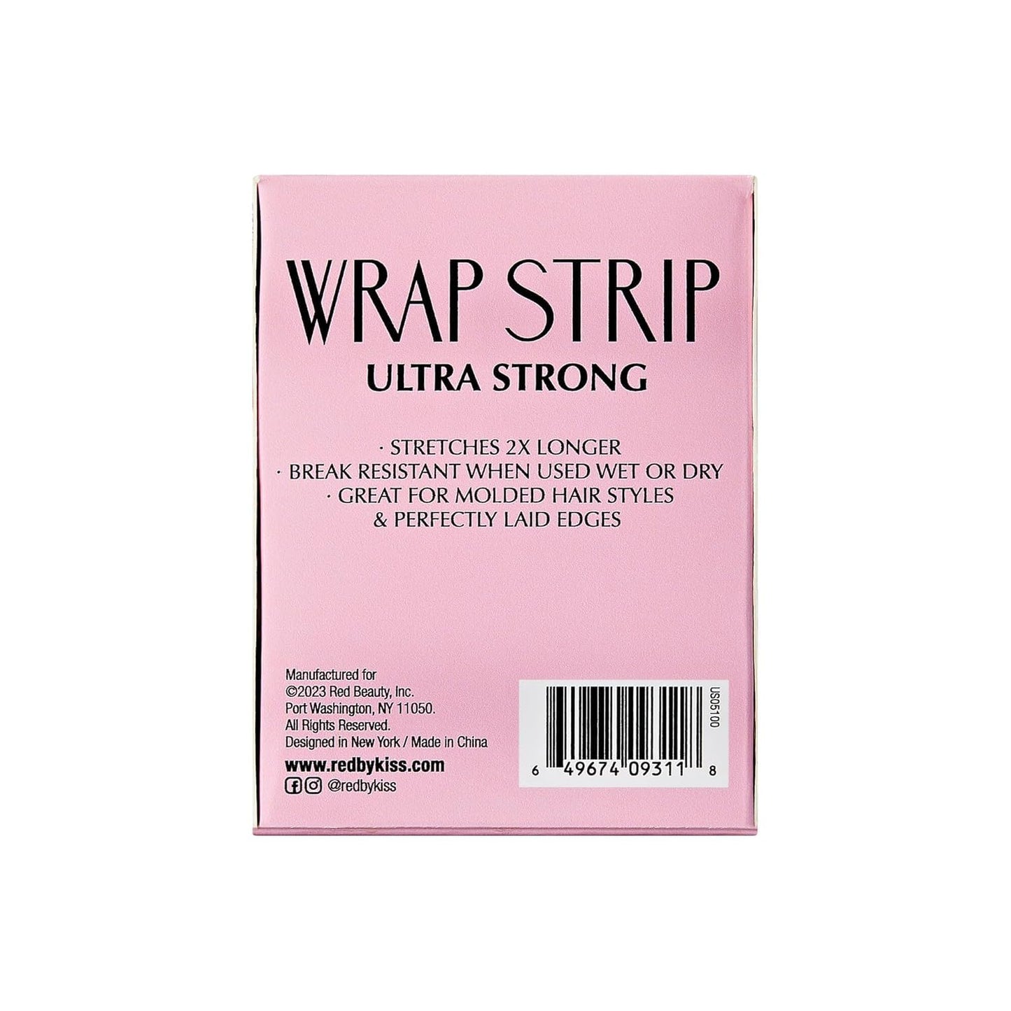 Red by Kiss Hair Wrapping Strip, Ultra Strong 2X Longer Stretch, 40 Strips, Suitable for Wet/Dry Hair, White, Styling Paper for Sleek Hairstyles (2.5", Black, 1 PACK)