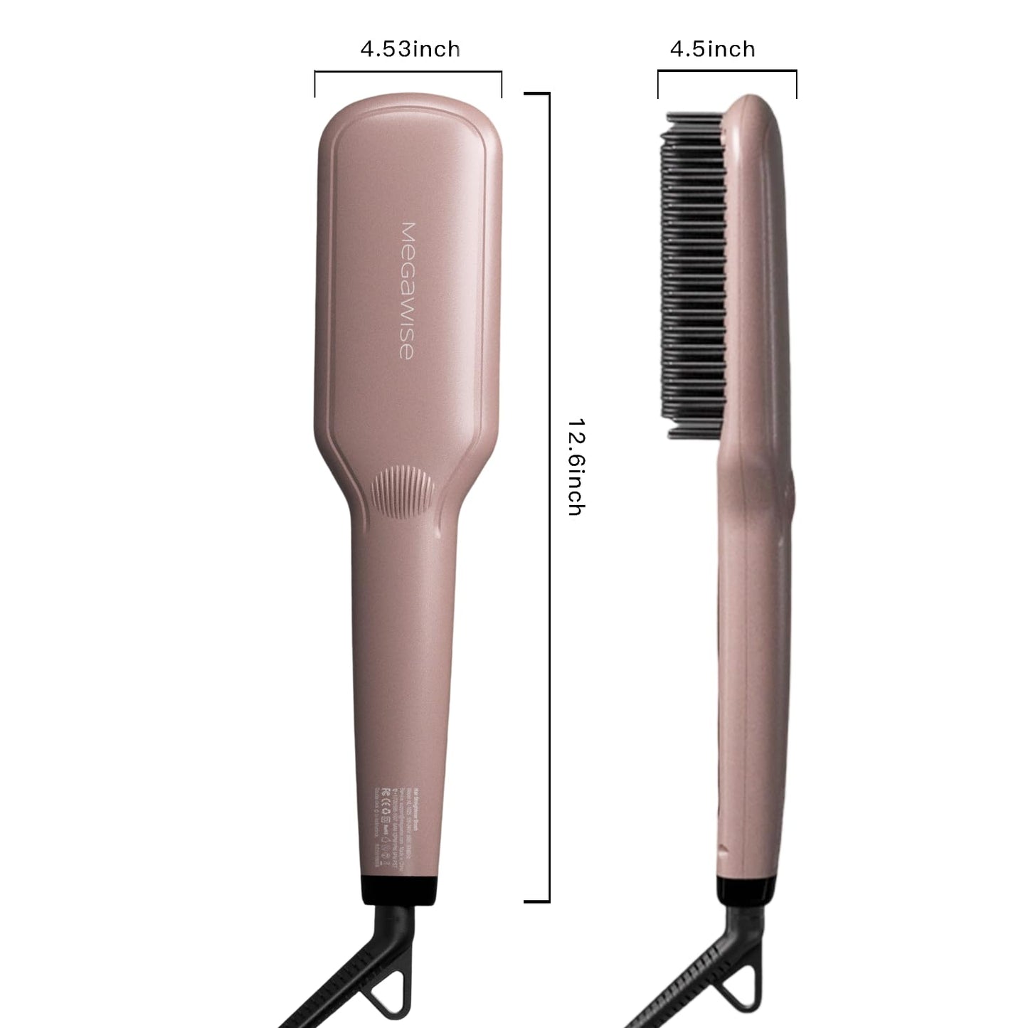 MegaWise Hair Straightener Brush KL1025-2-in-1 Ionic Hair Straightening & Detangling Brush with Adjustable Temperature, Anti-Scald Technology, and Auto Shut-Off - Ideal for All Hair Types