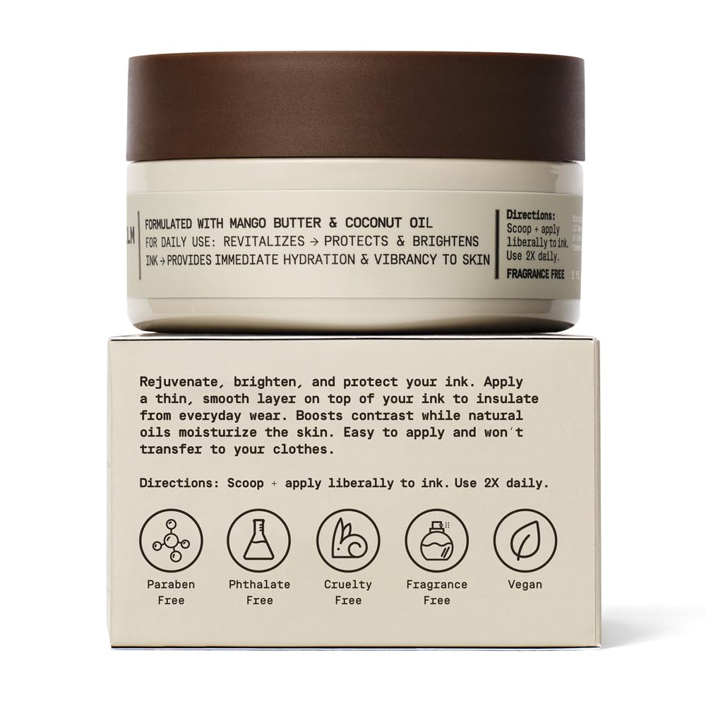 Enhancing Tattoo Balm - Revitalize & Protect Tattoos | Instant Hydration, Fast Absorption | Fragrance-Free, 2oz