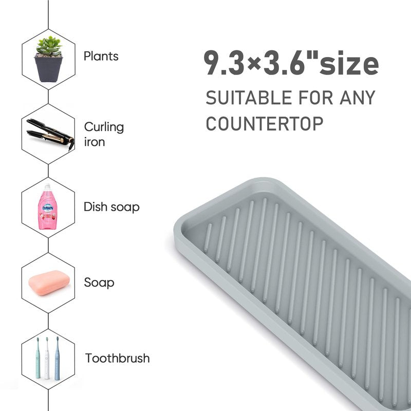 EG-SIPRO Kitchen Sink Organizer Tray,2 Pack Silicone Sponge Holder for Kitchen Sink Bathroom Counter Tray Silicone Soap Tray Holder for Soap dispenser Bottle