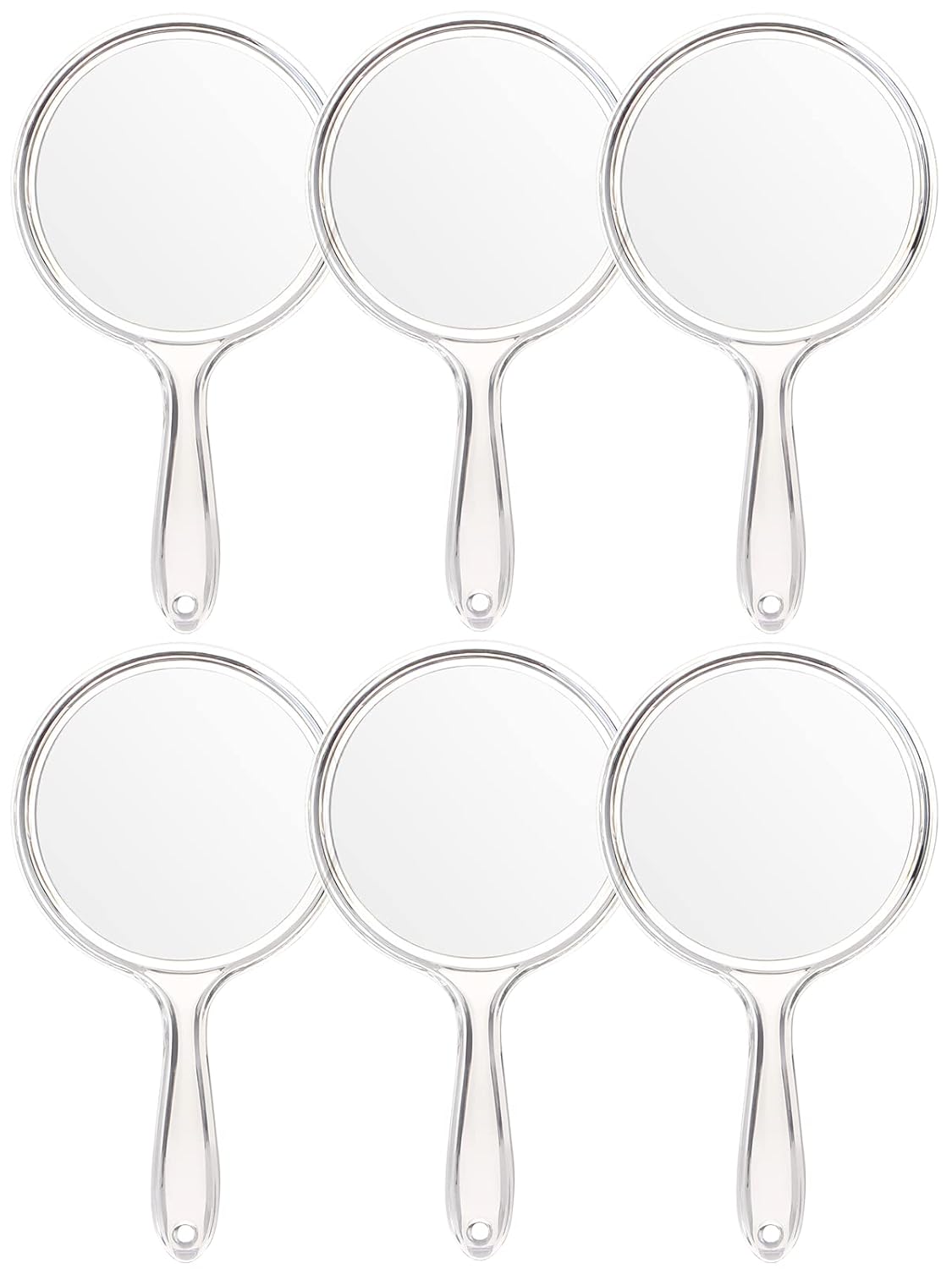 Double-Sided Handheld Mirror - 1X/3X Magnification | Set of 6 Clear Mirrors